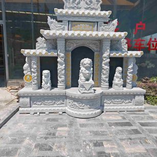 萍乡芝麻白中国黑石材套墓 花岗岩墓碑